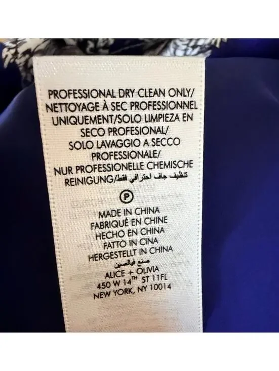 New Alice and Olivia Maryann Floral Tie Shoulder Dress Indigo Multi Sz 10 $440 - Picture 14 of 14